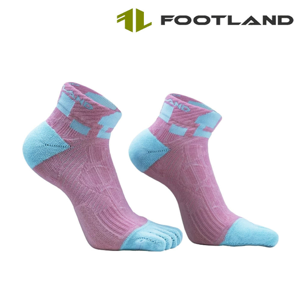 Footland RR 足弓保護短筒五趾慢跑襪 粉青 (S-XL)|輕壓貼合款 自行車襪 加壓襪 運動襪 短襪