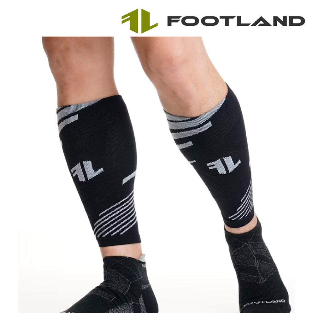 Footland CS螺旋分段加壓運動小腿套-PI 黑灰 (M-L)｜加壓束腿 加壓腿套 螺旋加壓 馬拉松 越野跑