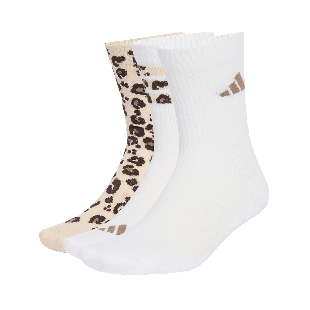 adidas 愛迪達 襪子 LEO SOCK 3PP 運動襪 豹紋襪 休閒長襪 3雙入 - KH0164
