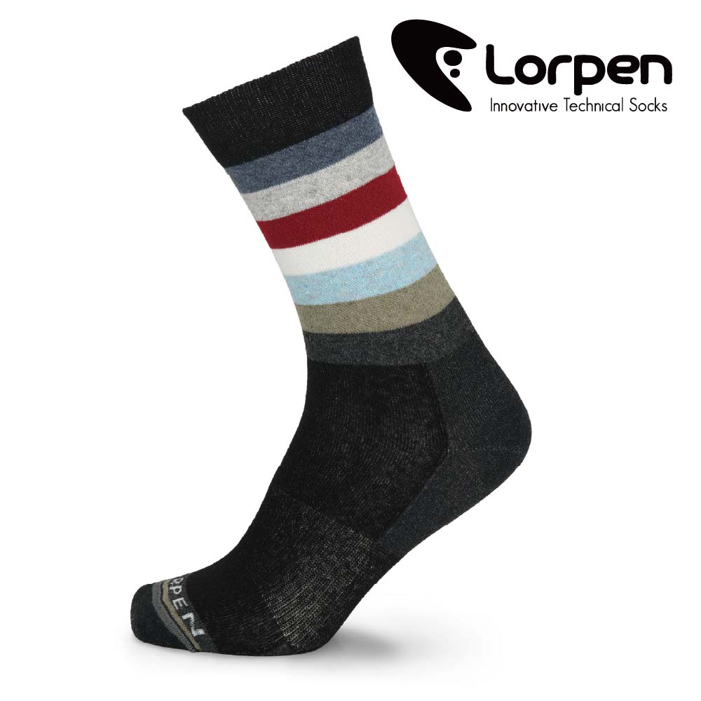 Lorpen 羊毛休閒襪 MLWSC 【深灰細條紋】S-L (西班牙製造 羊毛襪)