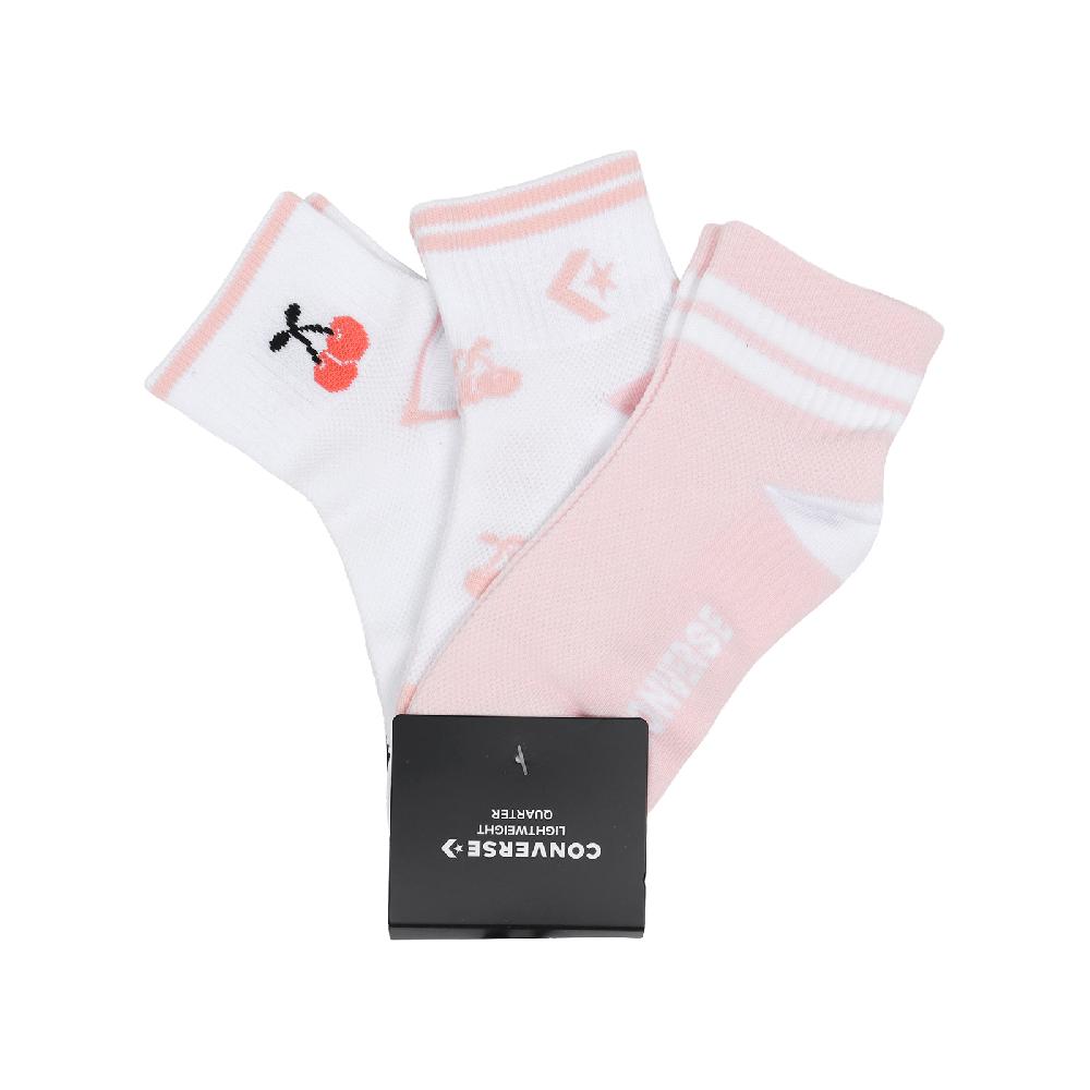 CONVERSE 匡威 休閒襪 Lightweight 童襪 大童 小朋友 奶油粉 櫻桃 粉紅 襪子 3入裝 CV2423003GS002