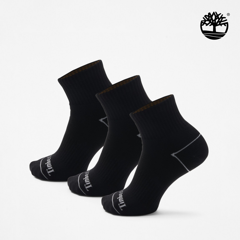 Timberland 中性黑色短筒襪三入組|A6BAQ001