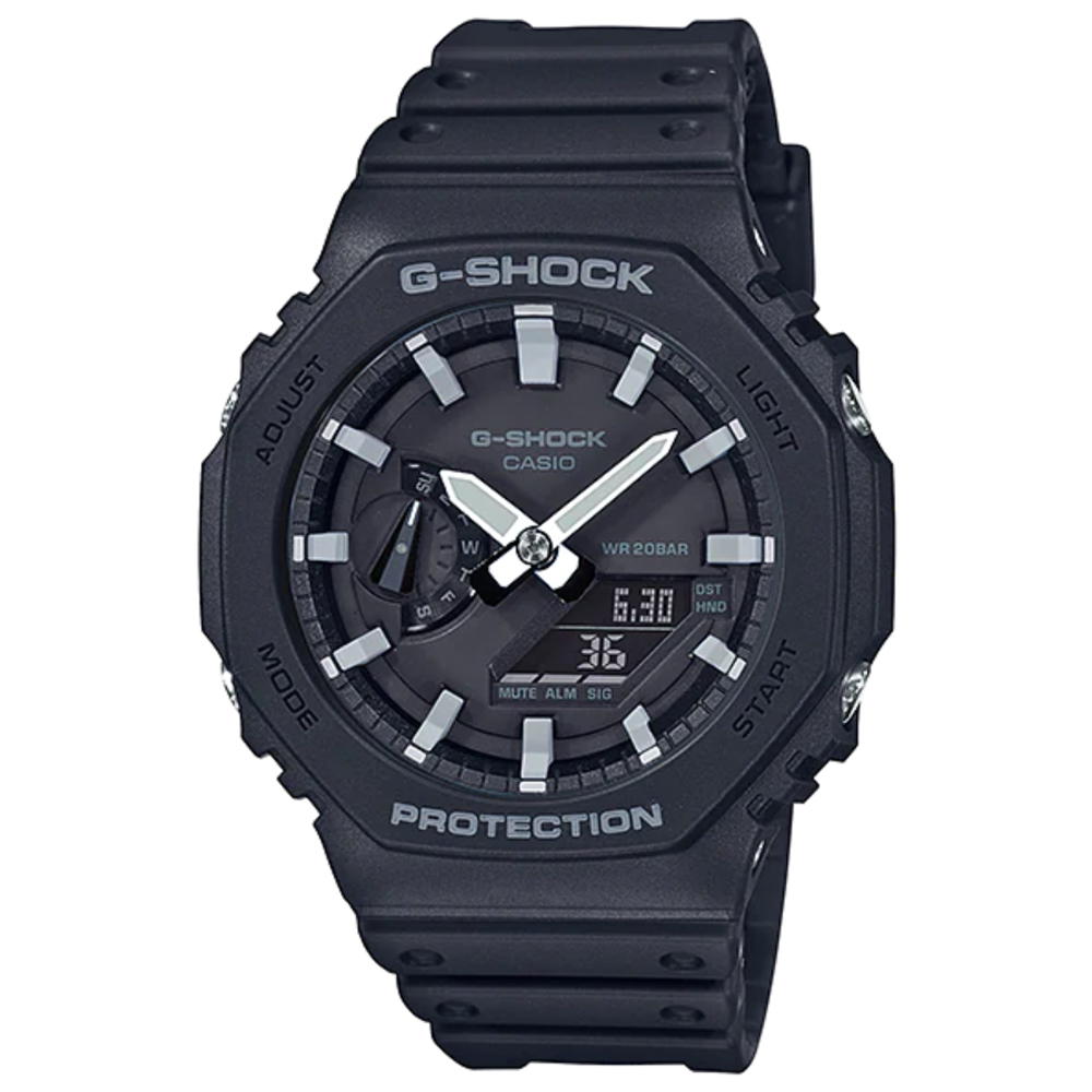 CASIO】G-SHOCK 農家橡樹八角雙顯錶-黑X灰丁字(GA-2100-1A) - PChome