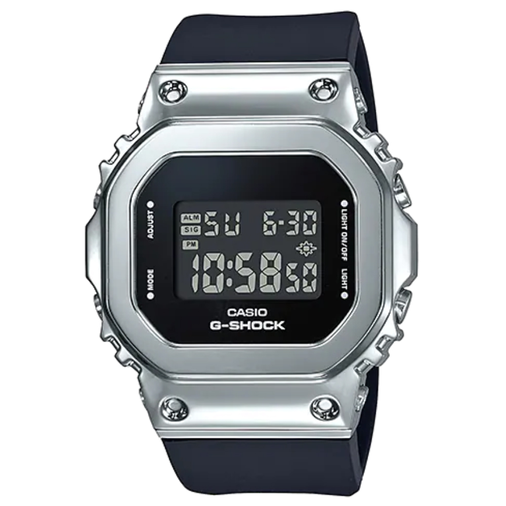 CASIO 卡西歐G-SHOCK GM-5600縮小版潮流亮眼腕錶-黑X銀(GM-S5600-1 