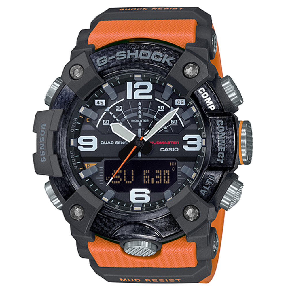 CASIO】G-SHOCK 碳纖維強化防塵和防泥設計藍芽錶-橘(GG-B100-1A9