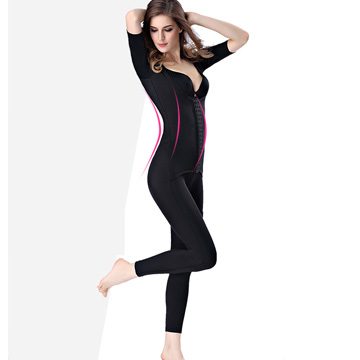 狐狸姬，塑身衣排扣五分袖長褲修飾連身褲塑身褲(S-3XL)