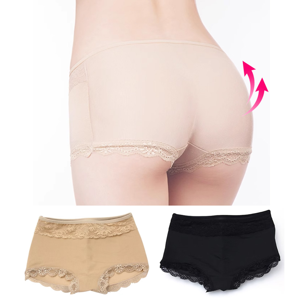 FoxBi 普塔瞬間蕾絲俏臀褲四角假屁股美體(S-XL)