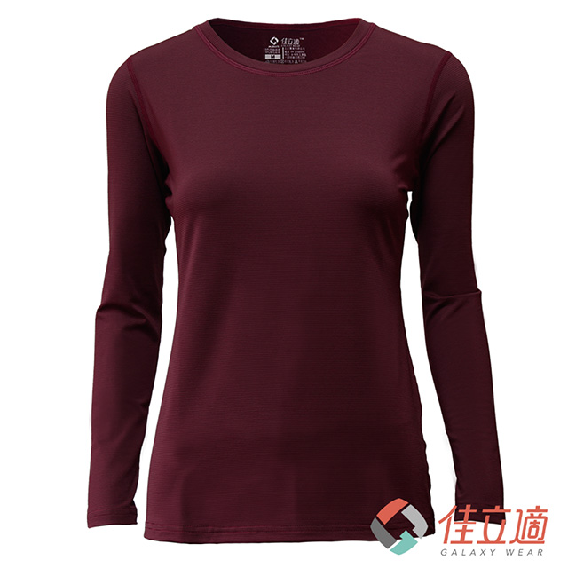 佳立適 3M--升溫蓄熱保暖衣-女圓領-酒紅色
