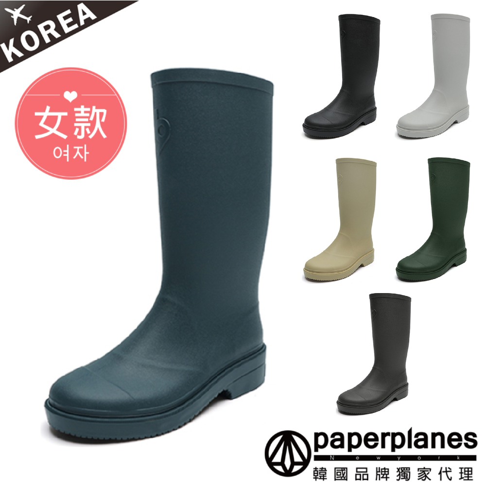 紙飛機/韓國空運/韓國設計 韓系純色氣質百搭長筒雨靴長靴雨鞋(7-BN023現貨+預購)
