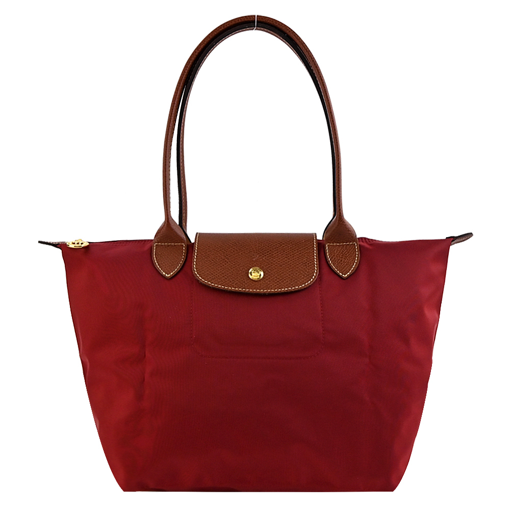 Longchamp LE PLIAGE系列長把再生尼龍摺疊水餃包(小/夕陽紅)