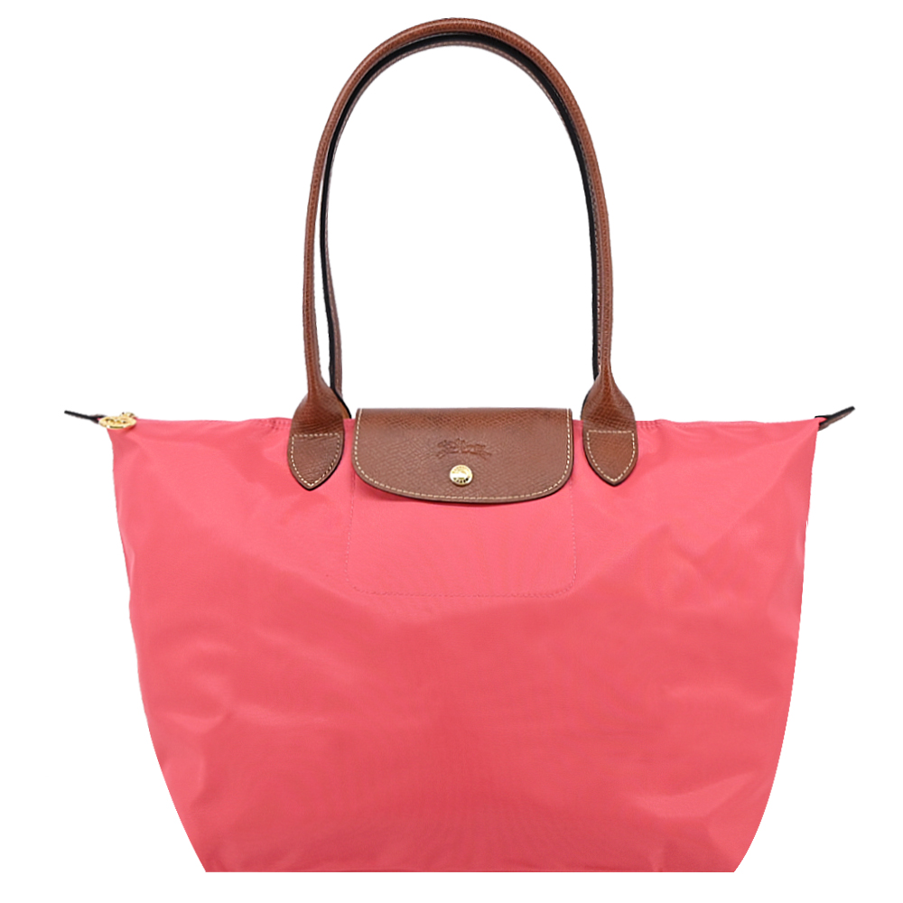Longchamp LE PLIAGE系列長把再生尼龍摺疊水餃包(大/石榴紅)