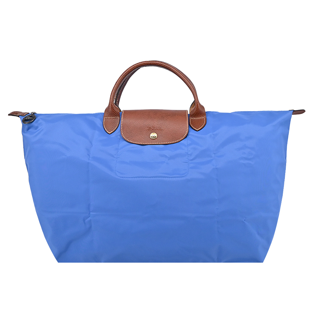 Longchamp LE PLIAGE系列短把再生尼龍摺疊水餃旅行袋(小/鈷藍)