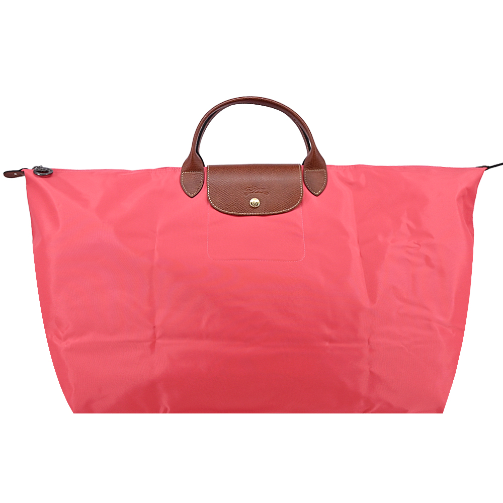 Longchamp LE PLIAGE系列短把再生尼龍摺疊水餃旅行袋(中/石榴紅)