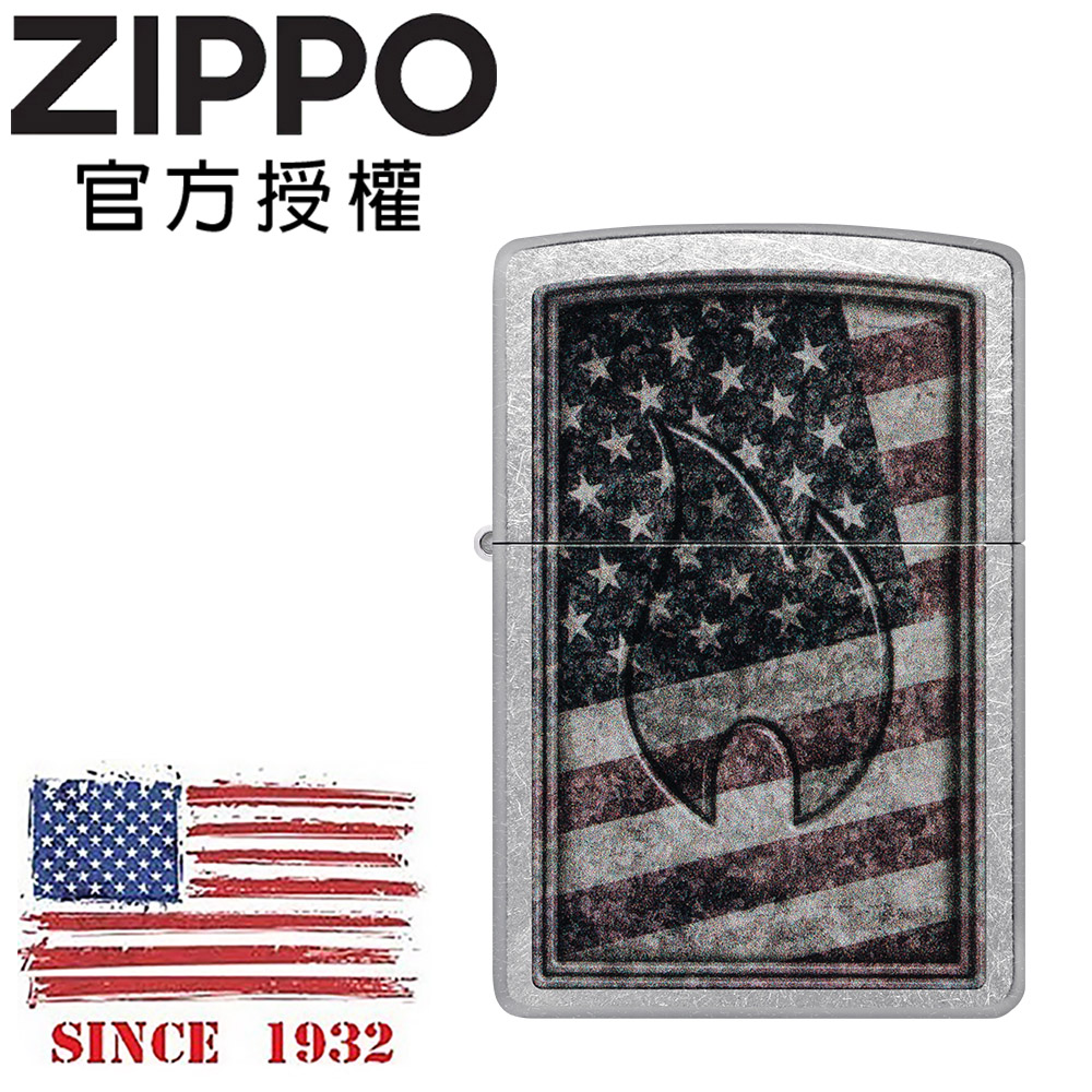 Zippo 【官方授權店】AMERICANA DESIGN 美國火焰旗幟防風打火機