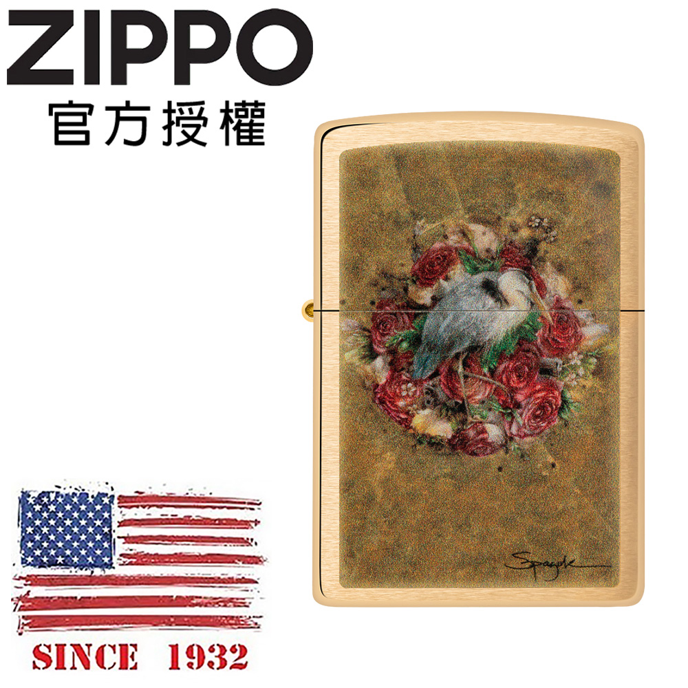 Zippo 【官方授權店】 Spazuk 花環之鳥防風打火機