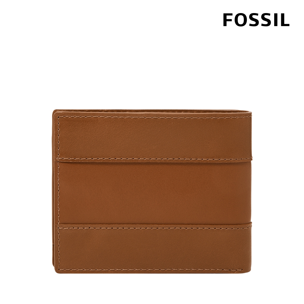FOSSIL Everett 真皮證件格經典男夾-金棕色 ML4397216
