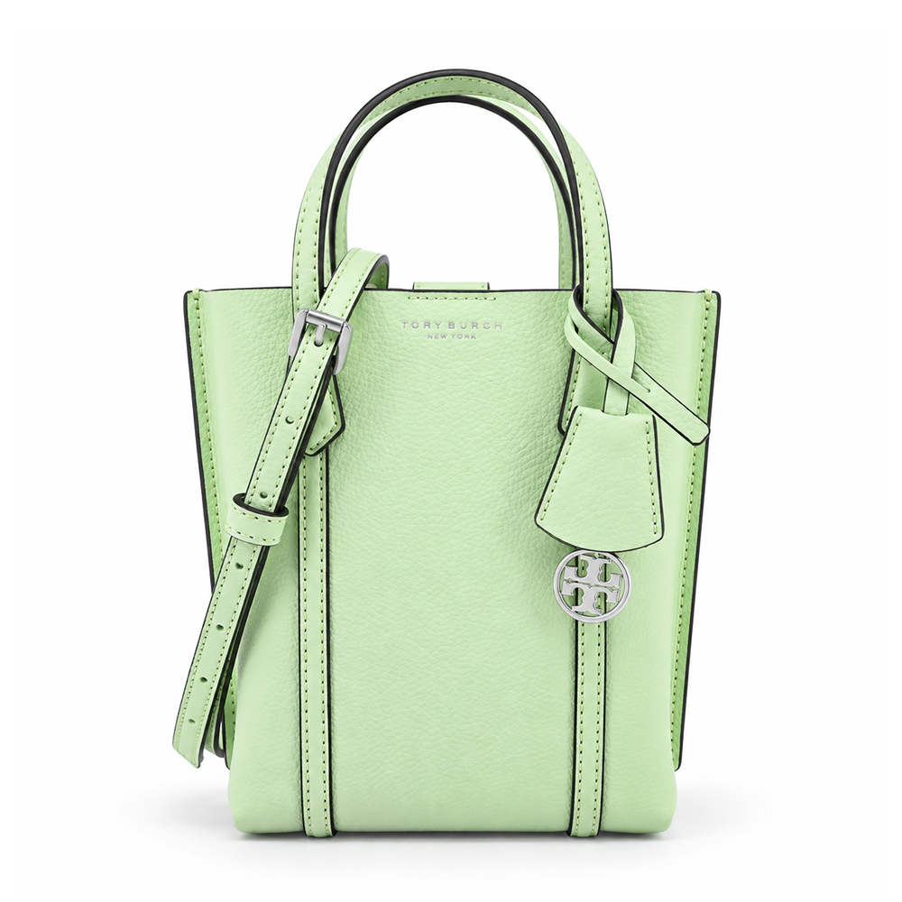 TORY BURCH PERRY荔枝紋雙層手提/斜背兩用包-迷你/薄荷綠