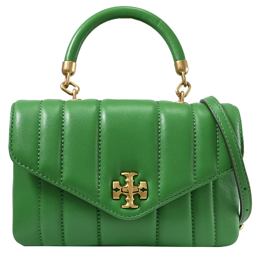 TORY BURCH 經典LOGO翻蓋轉釦兩用包.綠
