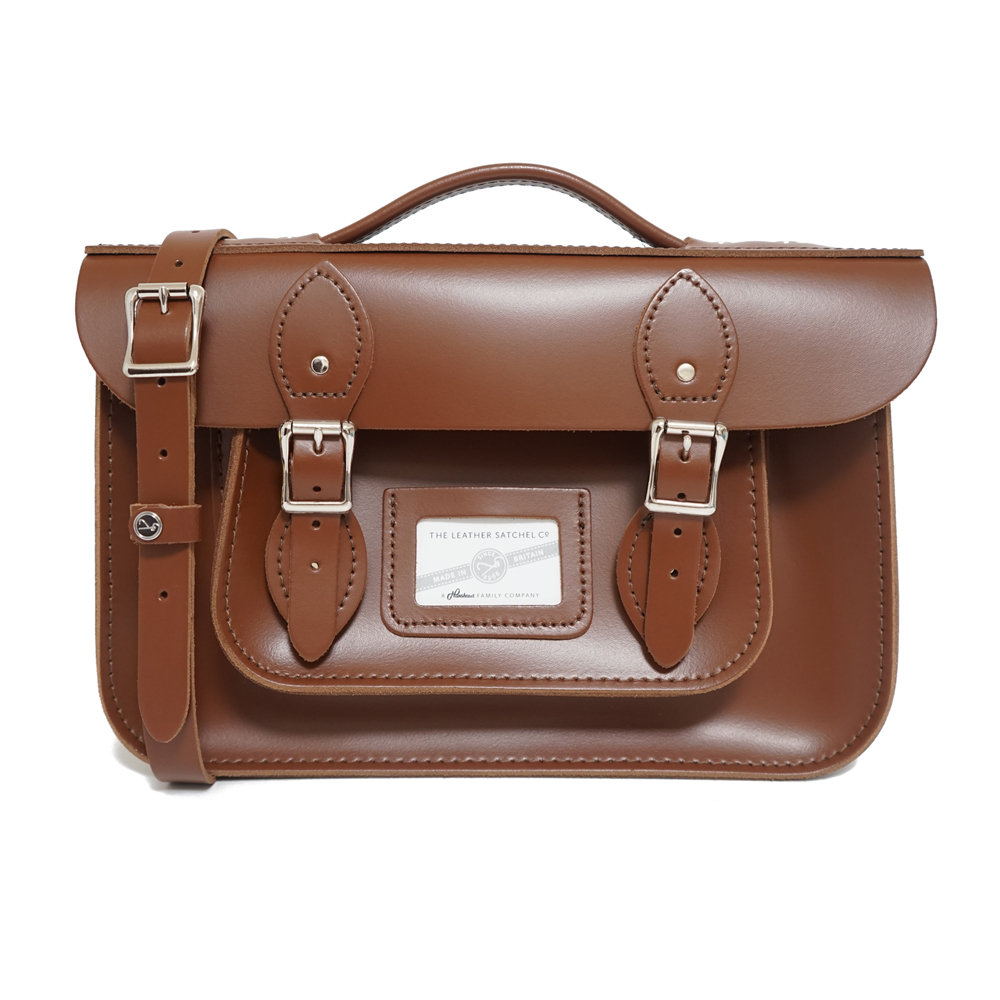 【The Leather Satchel Co.】12.5吋 英國手工牛皮劍橋包 手提包 肩背包 側肩包 多功能兩用包 磁釦與皮帶固定環貼心設計 (栗木棕)(其他規格)
