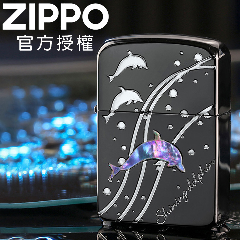 Zippo 【官方授權店】Three dolphines BNI 1941復刻幸運海豚(黑色)防風打火機