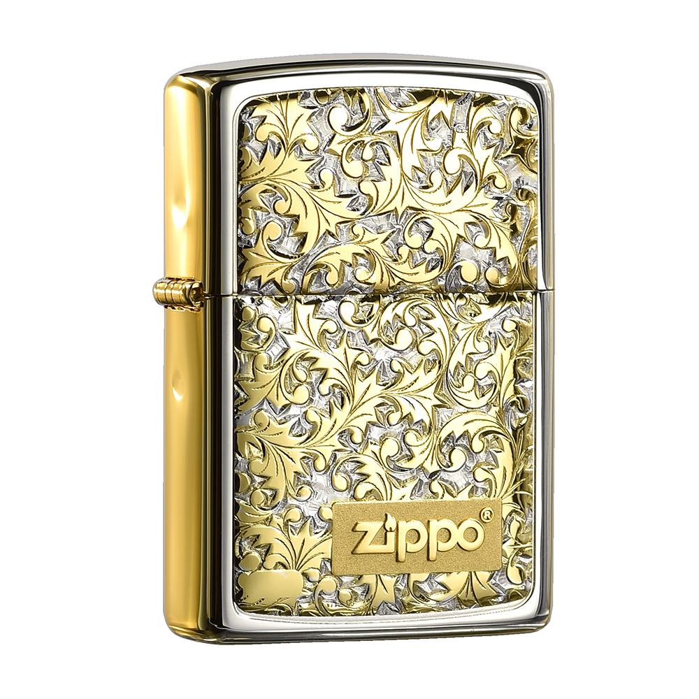 Zippo 【官方授權店】 KARAKUSA #K-8 SGM 精雕唐草(白金)防風