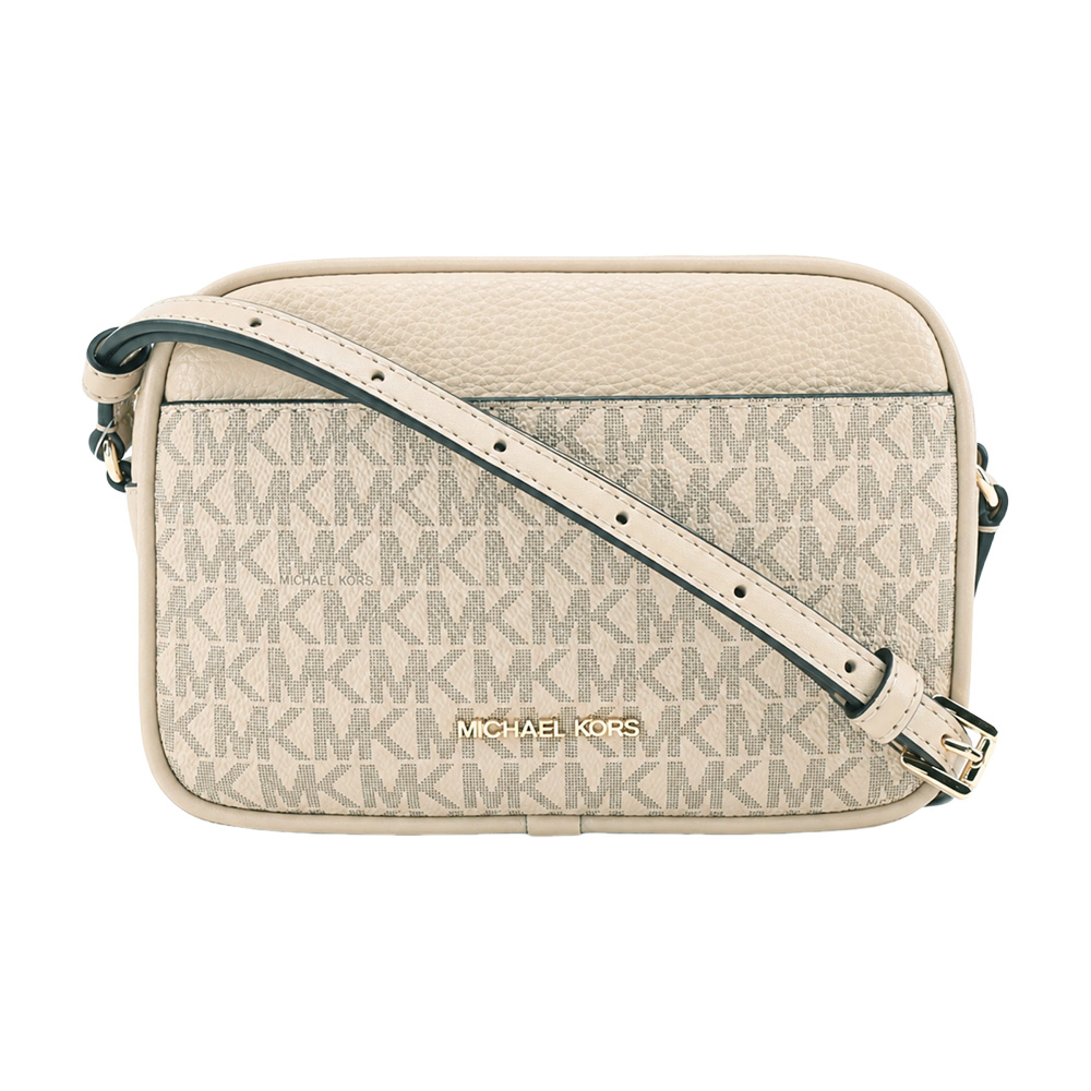 Michael Kors Jet Set滿版標誌相機斜背包-小/奶茶