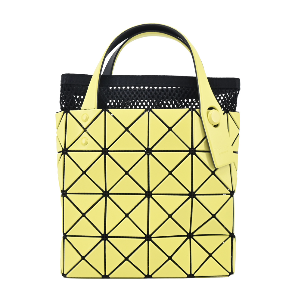 Issey Miyake 三宅一生 BAOBAO 4x4皮革質感手提包(附可摺疊提袋)-黃