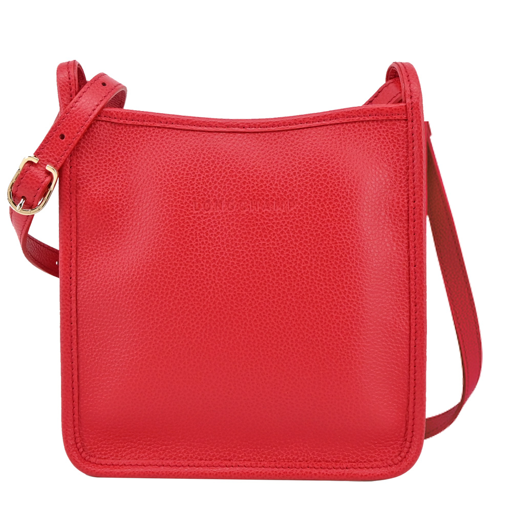 Longchamp LE FOULONN?系列牛皮直式斜背包(小/愛心紅)