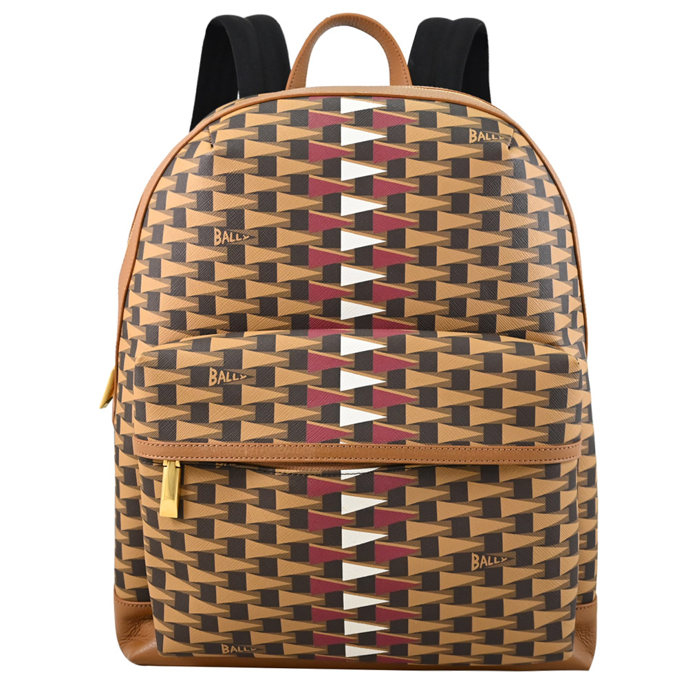 BALLY BORD TREKK 品牌新款印花大容量商旅後背包.淺棕