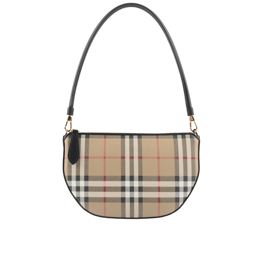 BURBERRY 巴寶莉 Olympia 格紋棉質帆布肩背/腋下包(經典米色) 8058006 A1189