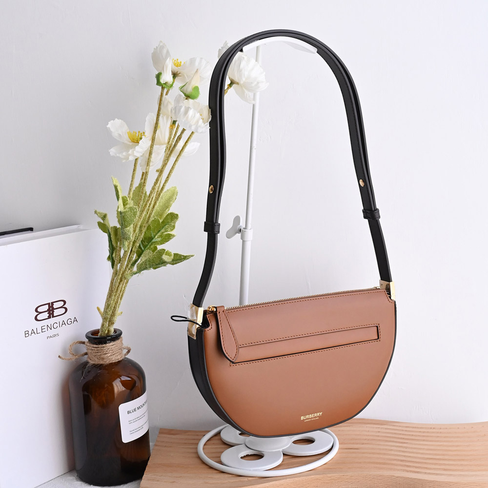 BURBERRY 巴寶莉 MINI OLYMPIA 撞色肩斜背包.咖/黑