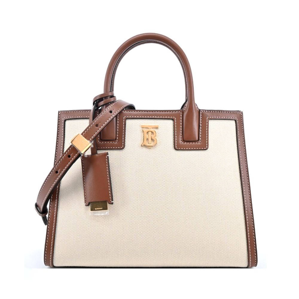 BURBERRY 巴寶莉 Frances經典標誌TB系列小牛皮迷你兩用包(自然色麥芽棕色)