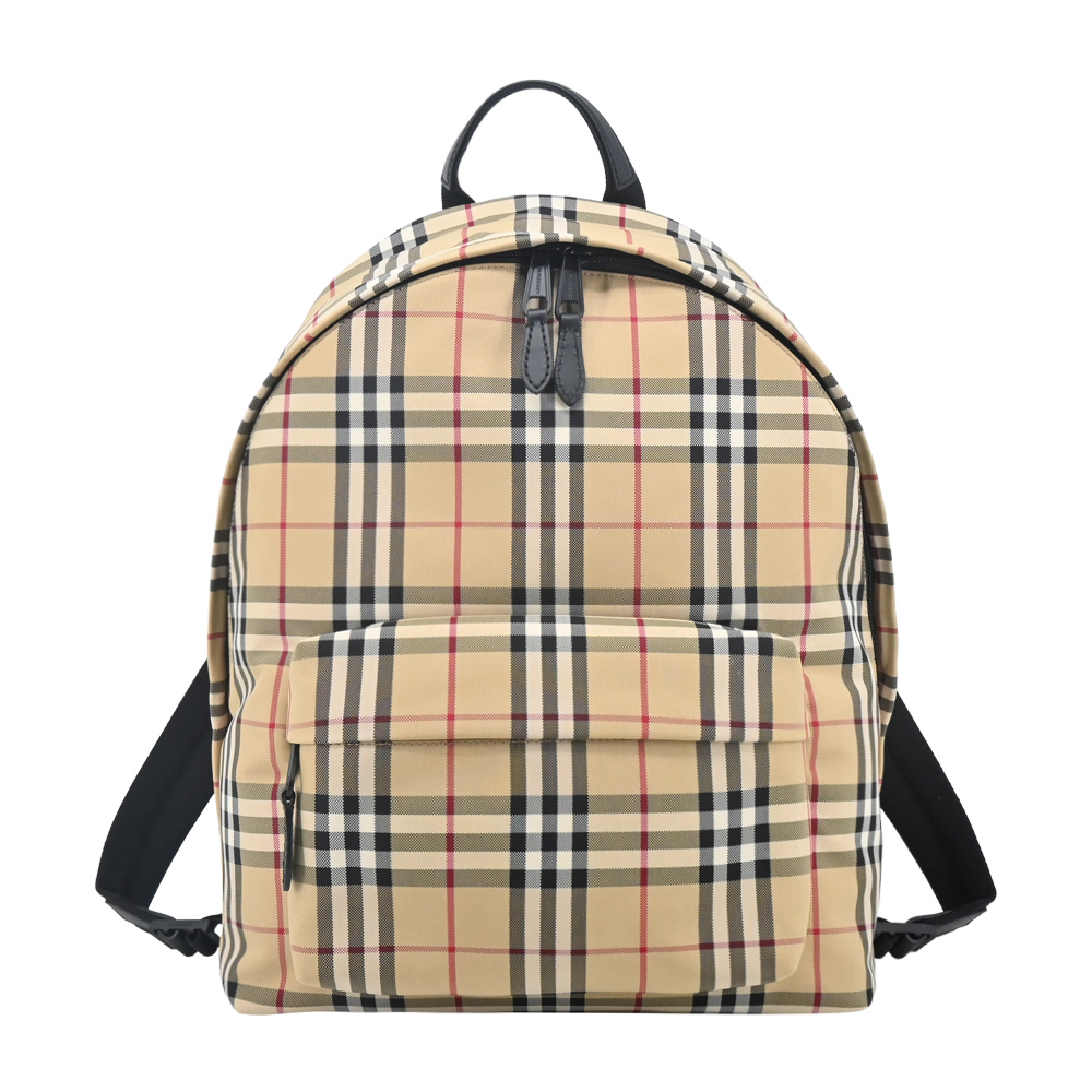 BURBERRY 巴寶莉 經典格紋帆布後背包(卡其)