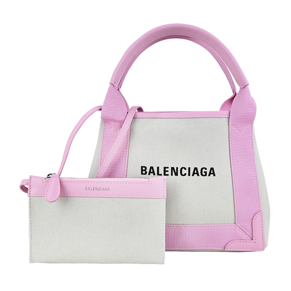 BALENCIAGA 巴黎世家 經典NAVY CABAS帆布二用包/子母包(XS/亮粉)