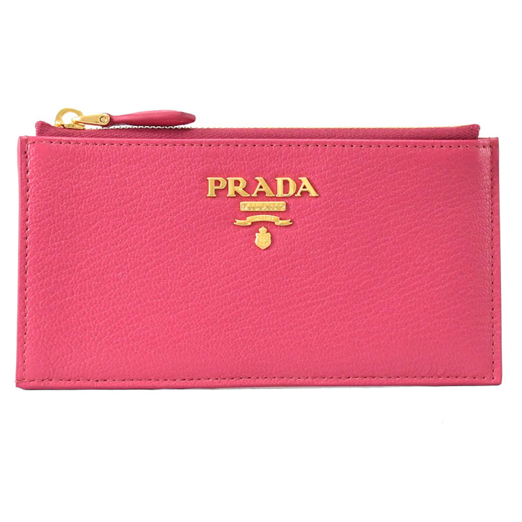 小物 PRADA ブラック サフィアーノトライアングル ジップアラウンド長財布