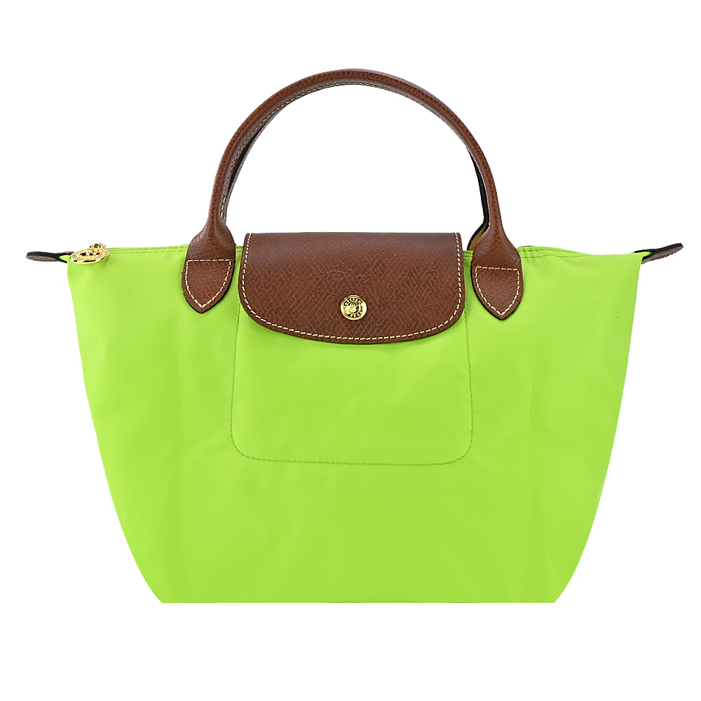 Longchamp LE PLIAGE系列短把再生尼龍摺疊水餃包(小/亮綠)