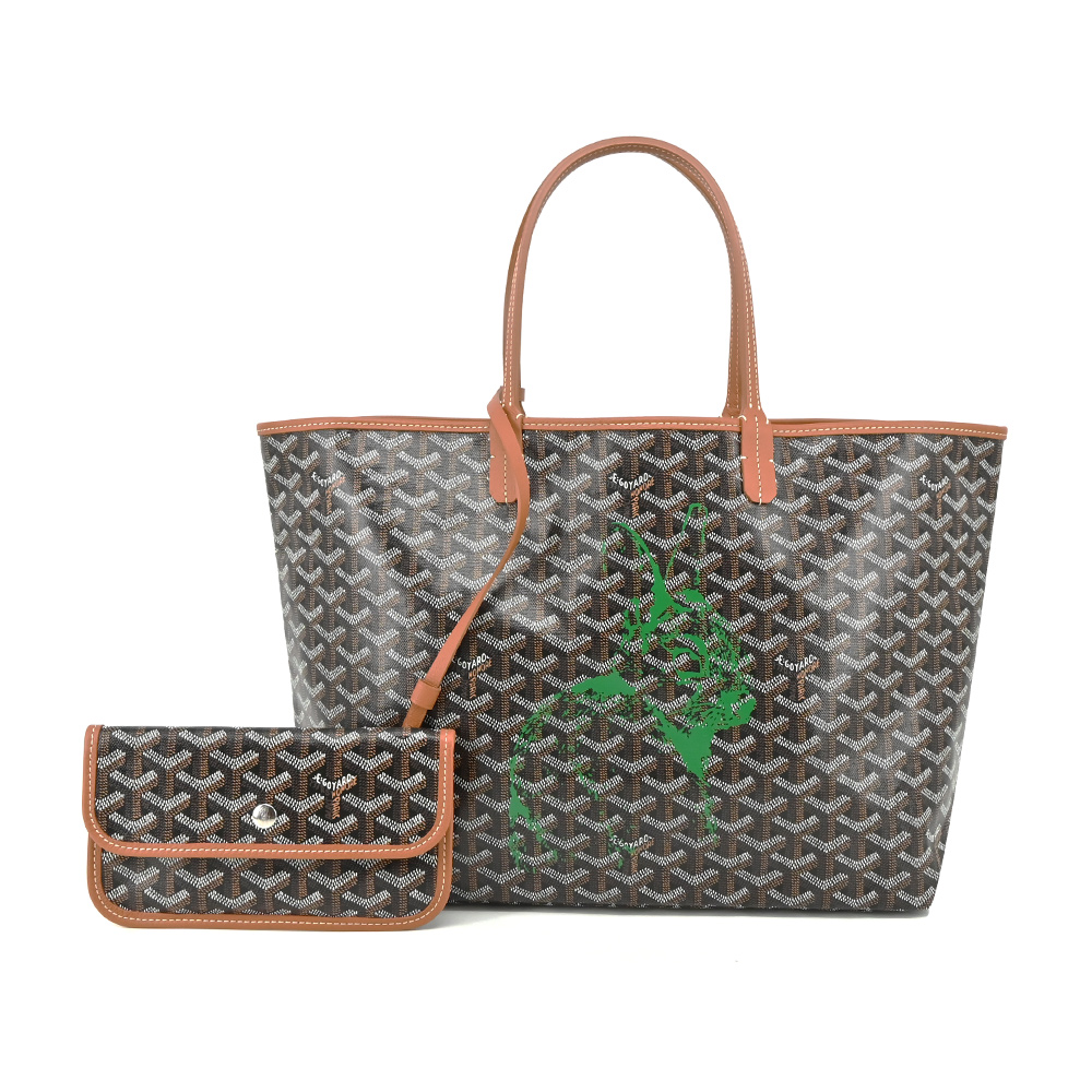 GOYARD 高雅德 拓印兔子帆布LOGO購物包-小/黑棕