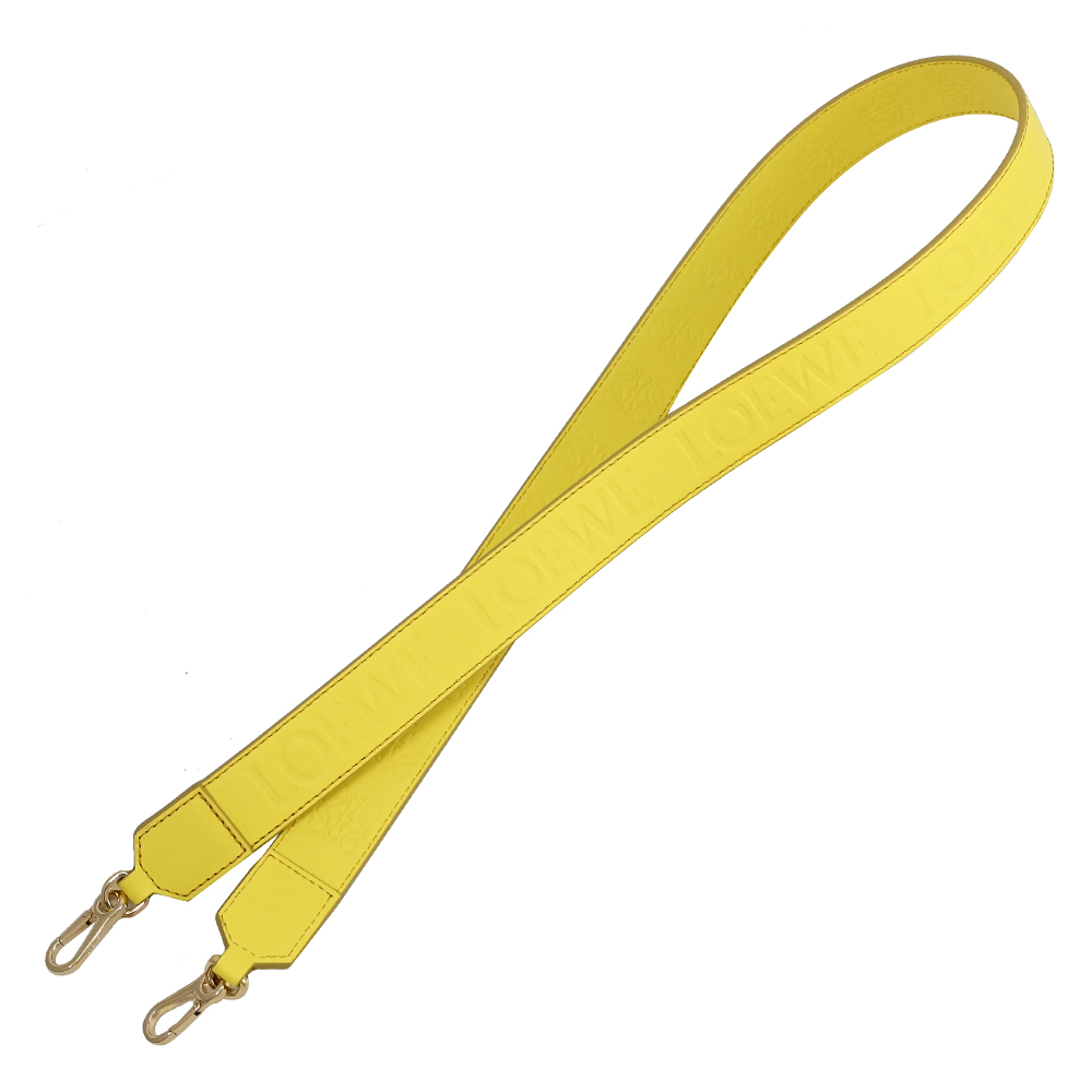 LOEWE 羅威 雙面LOGO壓印造型小牛皮替換背帶.亮黃 102cm