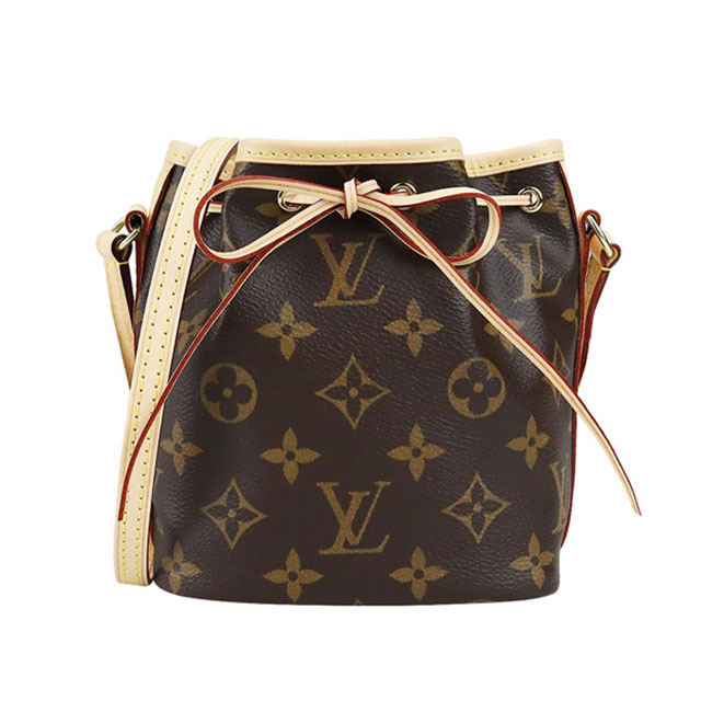 Louis Vuitton 經典monogram Nano Noe束口肩背水桶包 迷你 卡其 Pchome 24h購物