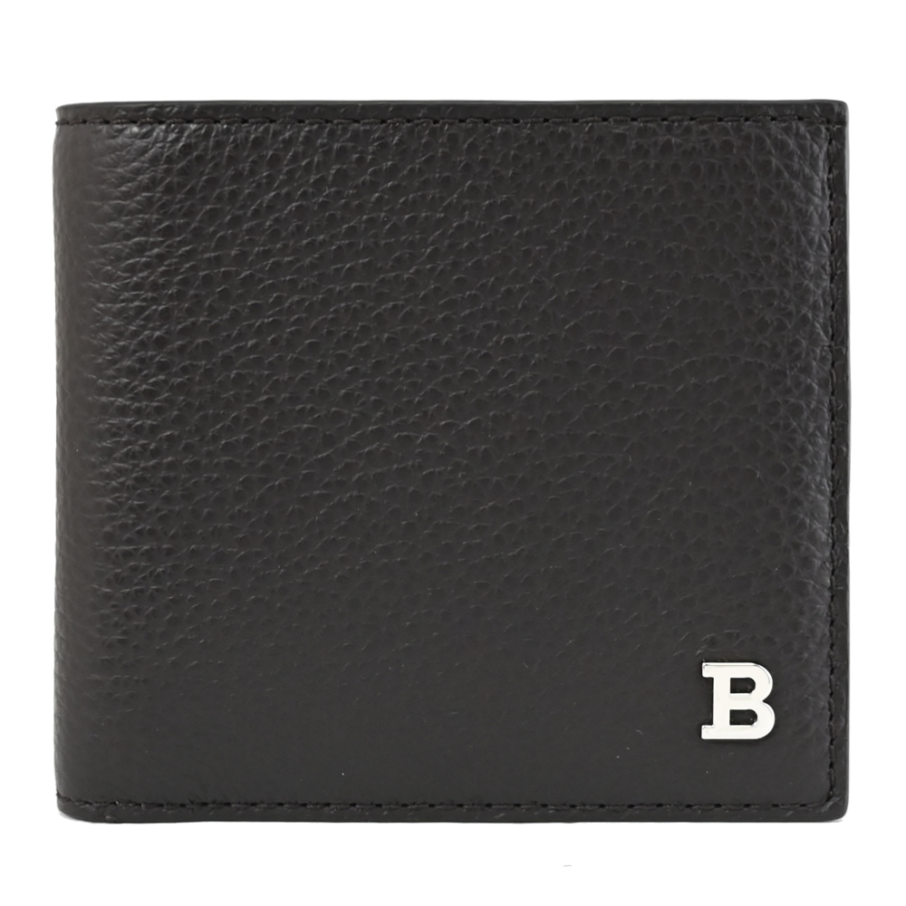 BALLY BYIE 金屬LOGO牛皮4卡零錢短夾.深咖（其他規格）