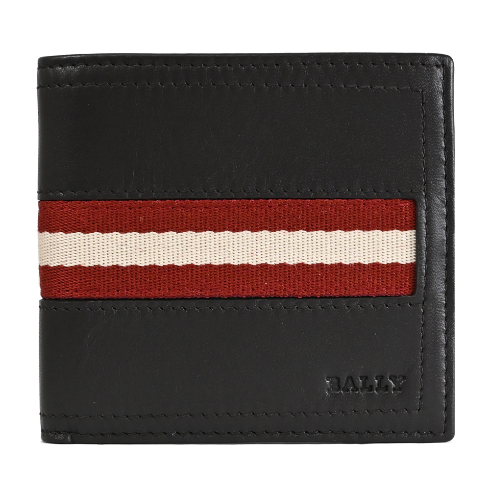 BALLY TOLLEN 經典織帶小牛皮8卡短夾.深咖