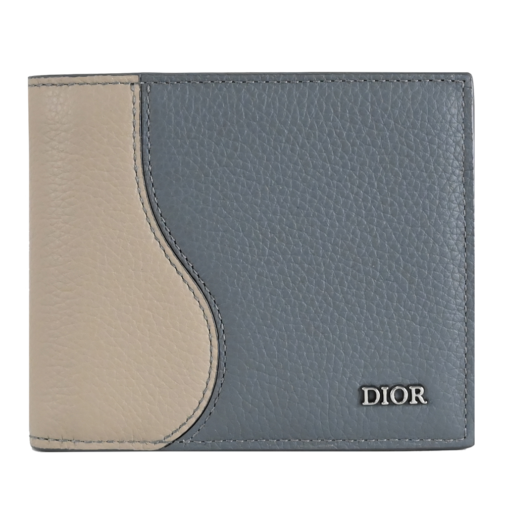 Dior 迪奧 Saddle 經典LOGO撞色對開零錢短夾.灰