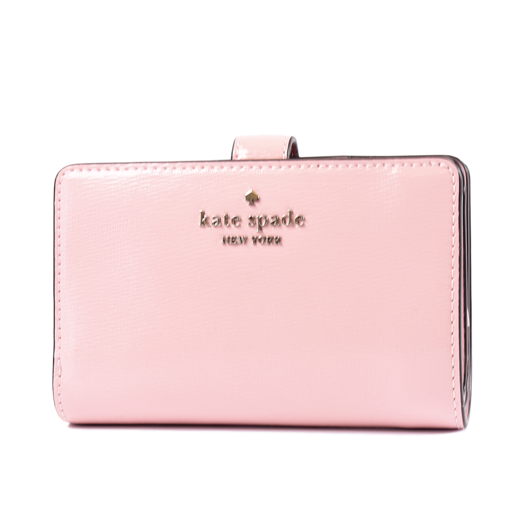 Kate Spade Madison 漆皮紋理雙摺釦式中夾-芭蕾粉
