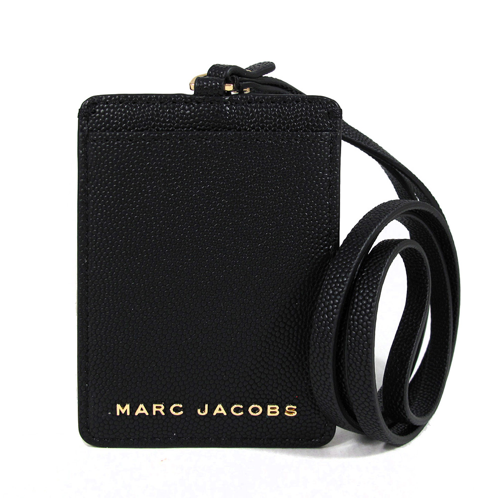 MARC JACOBS 黑色鵝卵石紋皮革掛式名片證件夾