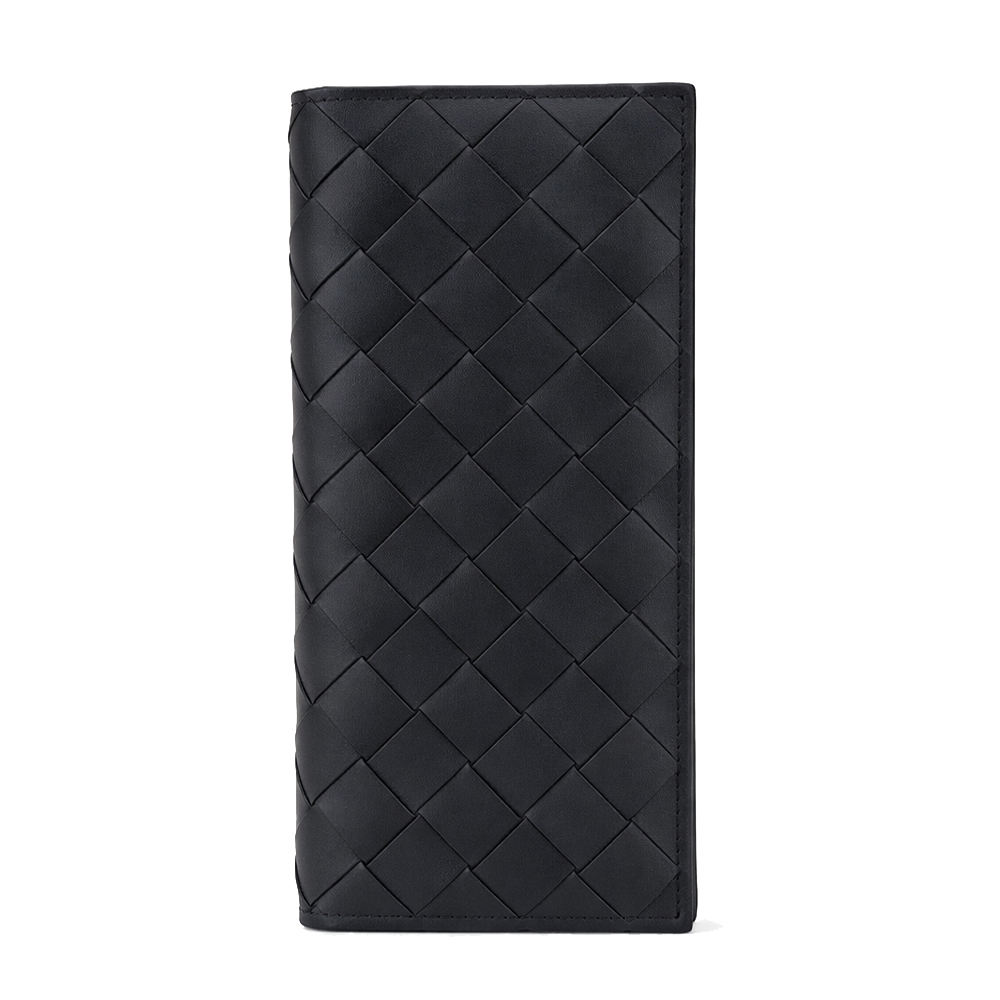 BOTTEGA VENETA 寶緹嘉 經典編織小牛皮對開長夾(黑色)