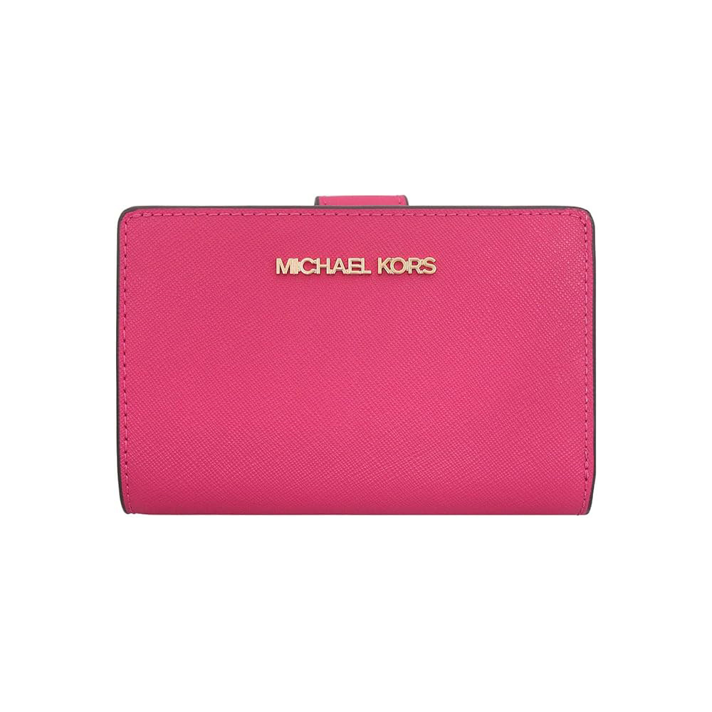 Michael Kors 防刮皮革素面中夾-桃紅