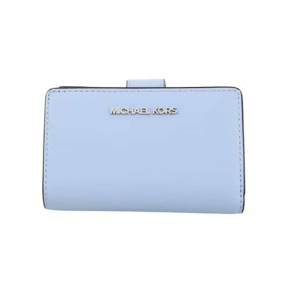 Michael Kors 防刮皮革釦式素面中夾-寶寶藍