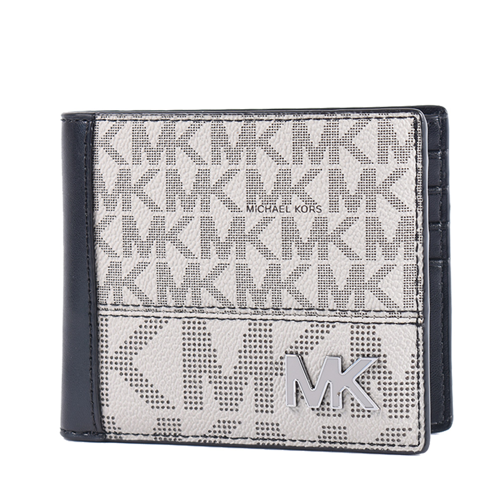 Michael Kors Cooper 同色金屬標防刮LOGO證件六卡短夾-灰色
