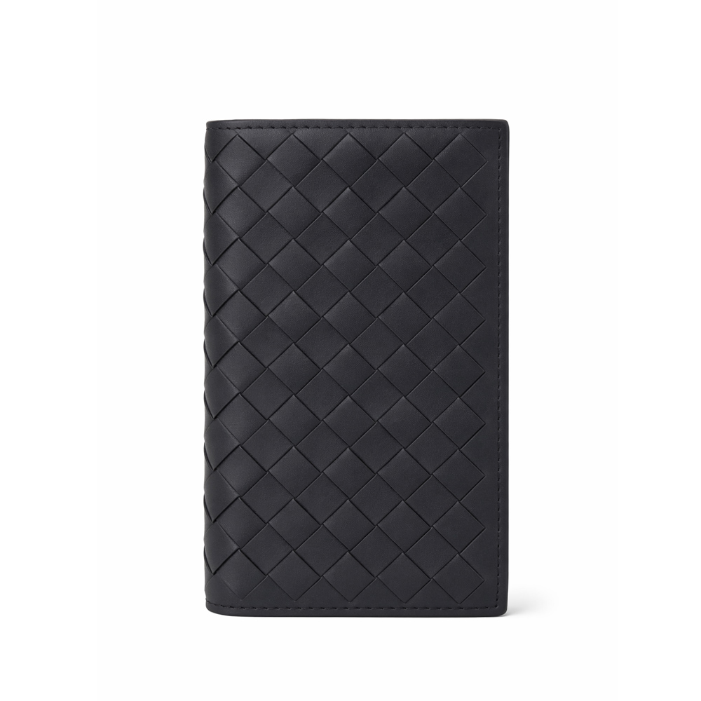 BOTTEGA VENETA 寶緹嘉 經典編織小牛皮對開卡片夾(黑色)