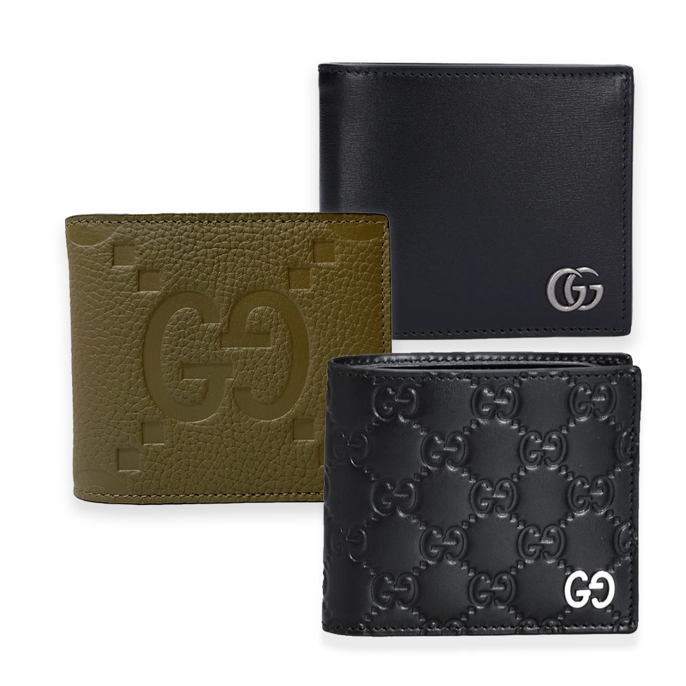 GUCCI 古馳 473916/428726/825957/739475 經典 LOGO牛皮壓紋對開8卡短夾(款式任選)
